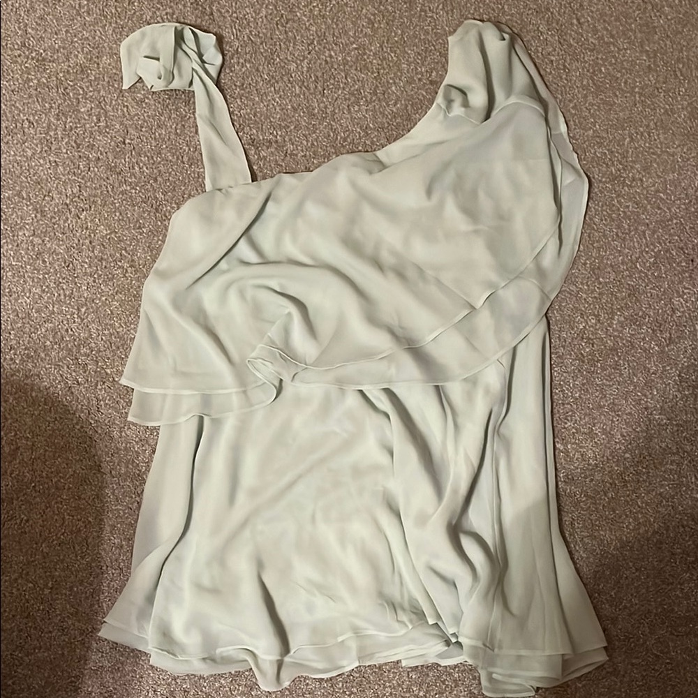 H&M Cream One Shoulder Flutter Sleeve Babydoll Dress